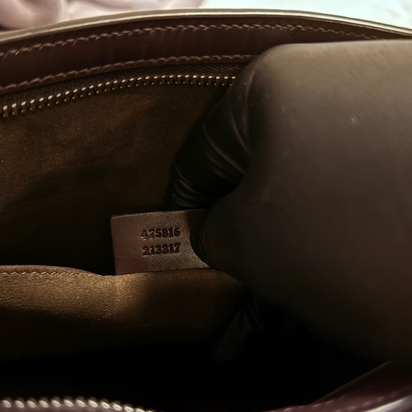 GUCCI - GG POUCH EMBOSSED LEATHER - DARK BROWN WITH RED & GREEN STRIPES - Picture 7 of 8